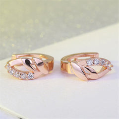 Cubic Zirconia & 18K Rose Gold-Plated Huggie Earrings