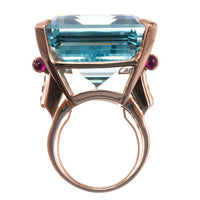 Blue Crystal & 18k Rose Gold-Plated Princess Ring - streetregion