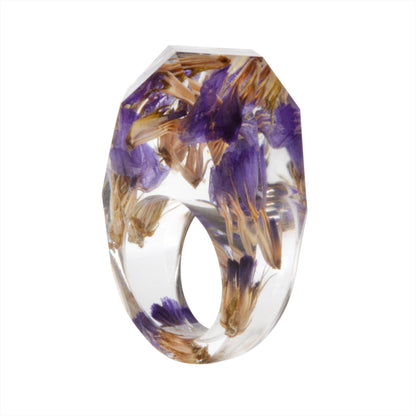 Purple and Brown Dried Flower Ring, statement rings for women, everyday style, lifestyle look