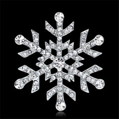 Cubic Zirconia & Silver-Plated Snowflake Brooch