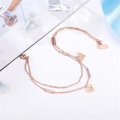 18K Rose Gold-Plated Heart Layer Anklet