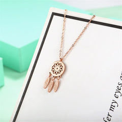 18K Rose Gold-Plated Dream Catcher Pendant Necklace