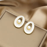 Pearl & Enamel 18k Gold-Plated Open Drop Stud Earrings