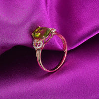 Olive Crystal & Cubic Zirconia Oval Swirl Ring