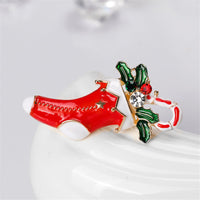 Cubic Zirconia & 18k Gold-Plated Botany Stocking Brooch