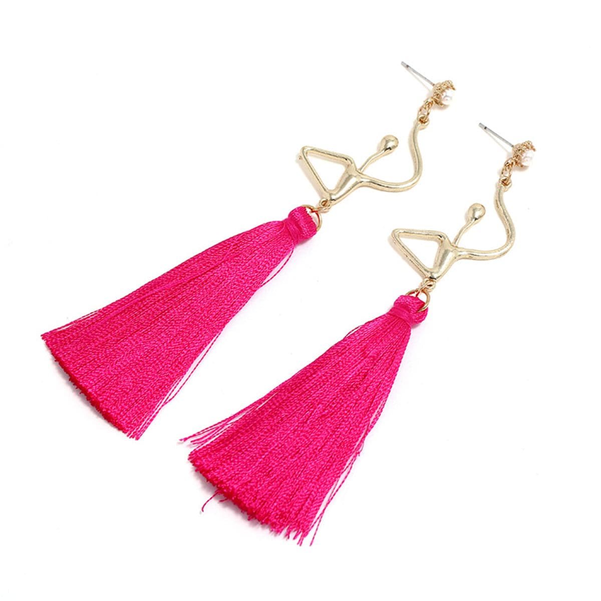 Pearl & Polyster 18K Gold-Plated Figure Tassel Drop Earrings