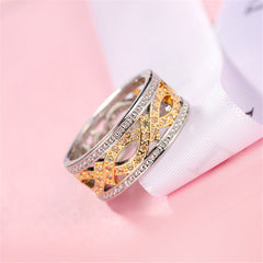 cubic zirconia & Two-Tone Band Ring - streetregion