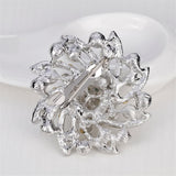 Imitation Pearl & Cubic Zirconia Floral Brooch