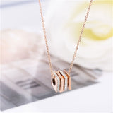 Cubic Zirconia & 18k Rose Gold-Plated Layered Square Pendant Necklace