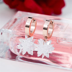 Cubic Zirconia & 18K Rose Gold-Plated Snowflake Drop Earrings