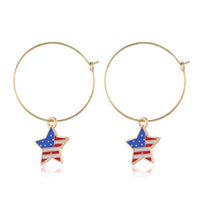 18k Gold-Plated American Flags Star Necklace & Earring Set - streetregion