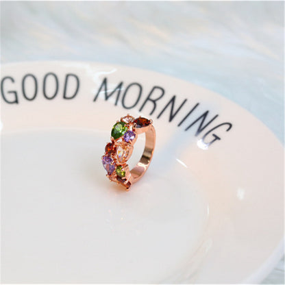 Crystal & 18K Rose Gold-Plated Pear-Cut Cluster Ring