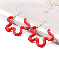 Red Enamel & 18k Gold-Plated Open Flower Stud Earrings