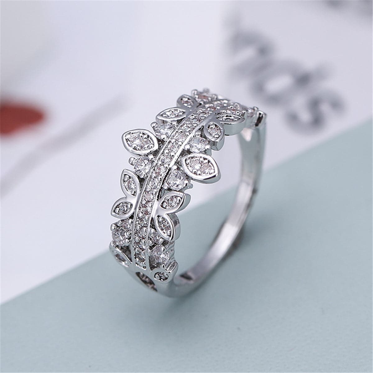 Cubic Zirconia Botany Wide-Band Ring