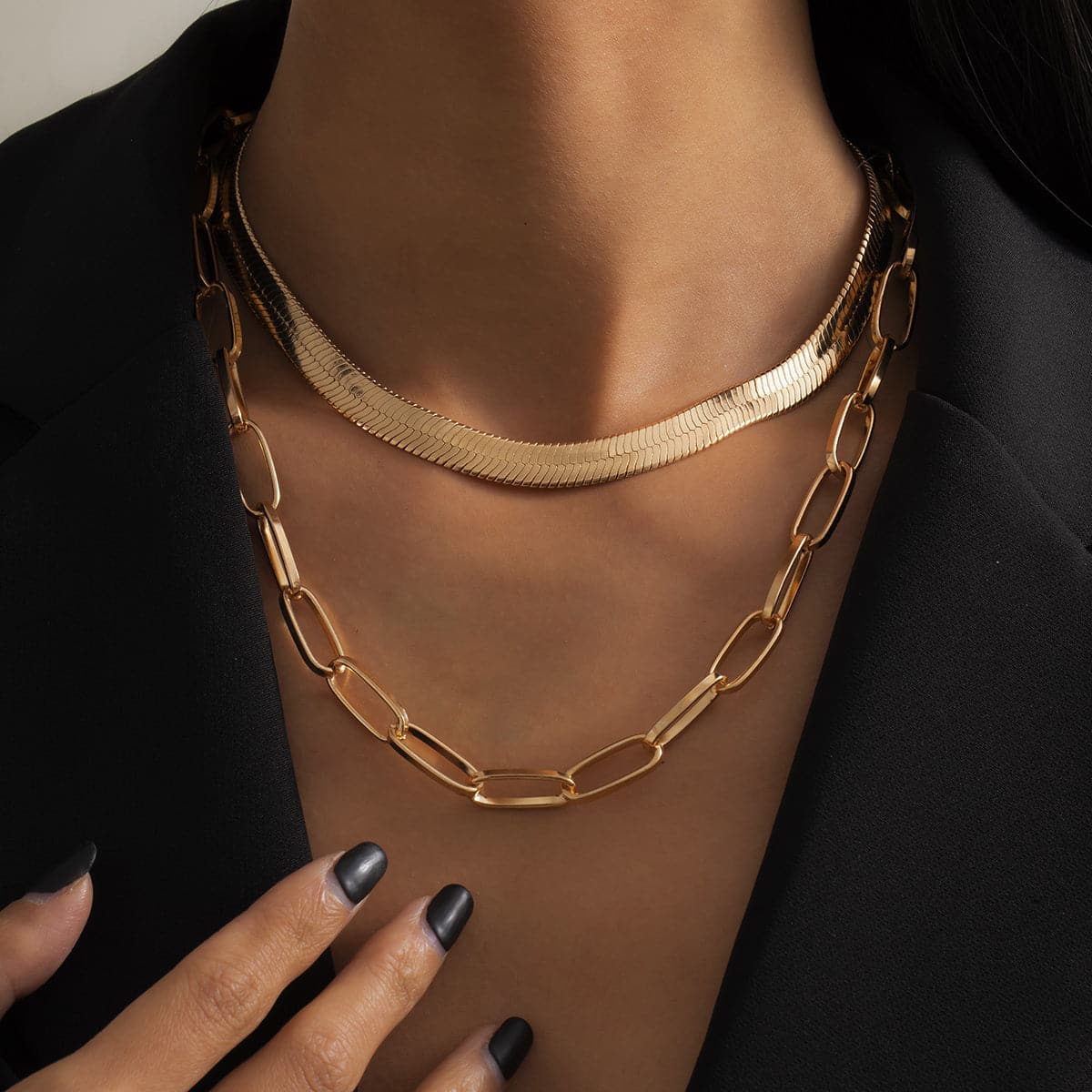 18K Gold-Plated Snake Chain Necklace Set