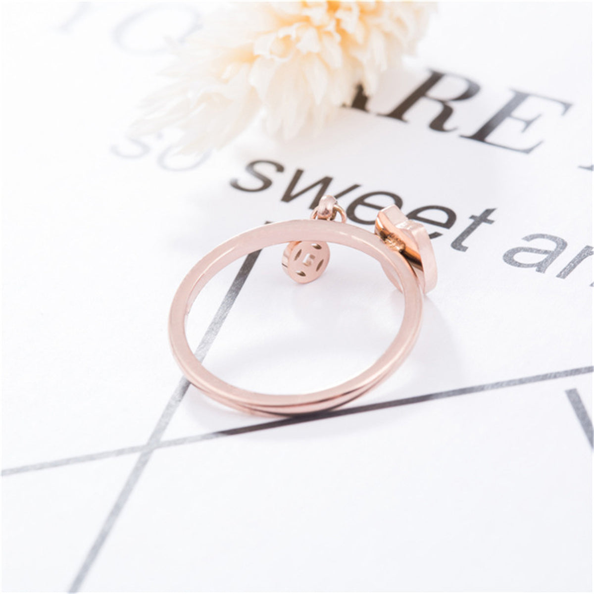 18K Rose Gold-Plated Kitty and Coin Ring, rose gold statement rings for women, elegant gift for her, styled look