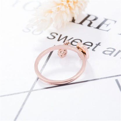 18K Rose Gold-Plated Kitty and Coin Ring, rose gold statement rings for women, elegant gift for her, styled look