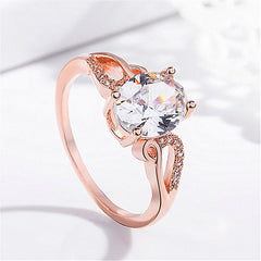 Cubic Zirconia & 18K Rose Gold-Plated Oval Ring