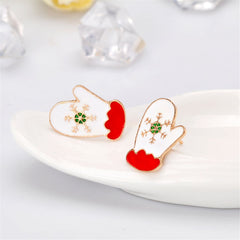 Red Enamel & 18K Gold-Plated Mittens Stud Earrings