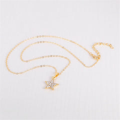Cubic Zirconia & 18K Gold-Plated Star Pendant Necklace Set
