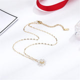 Cubic Zirconia & 18K Gold-Plated Floral Pendant Necklace