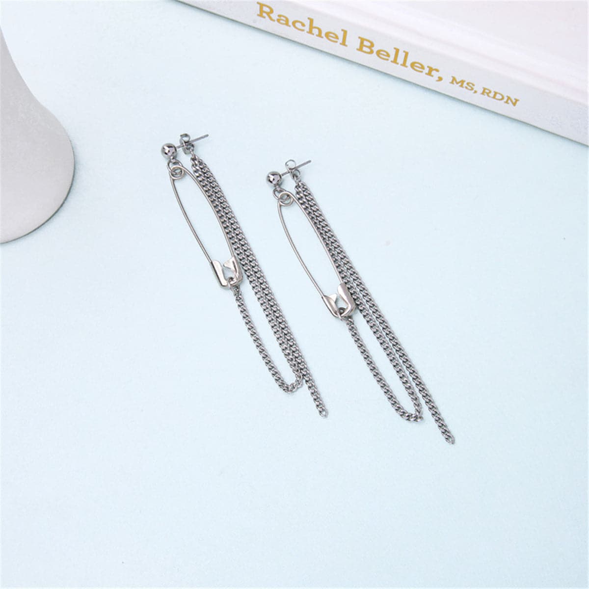 Silver-Plated Pin Tassel Drop Earrings
