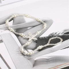 Pearl & Cubic Zirconia Starfish Anklet-to-Toe Ring