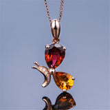 Red Crystal & Cubic Zirconia Pear-Cut Butterfly Pendant Necklace