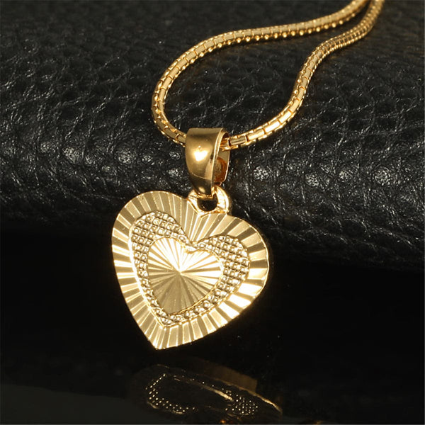 18k Gold-Plated Embroidery Heart Pendant Necklace