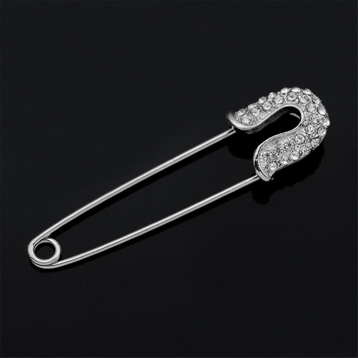 Cubic Zirconia & Silver-Plated Pin Brooch