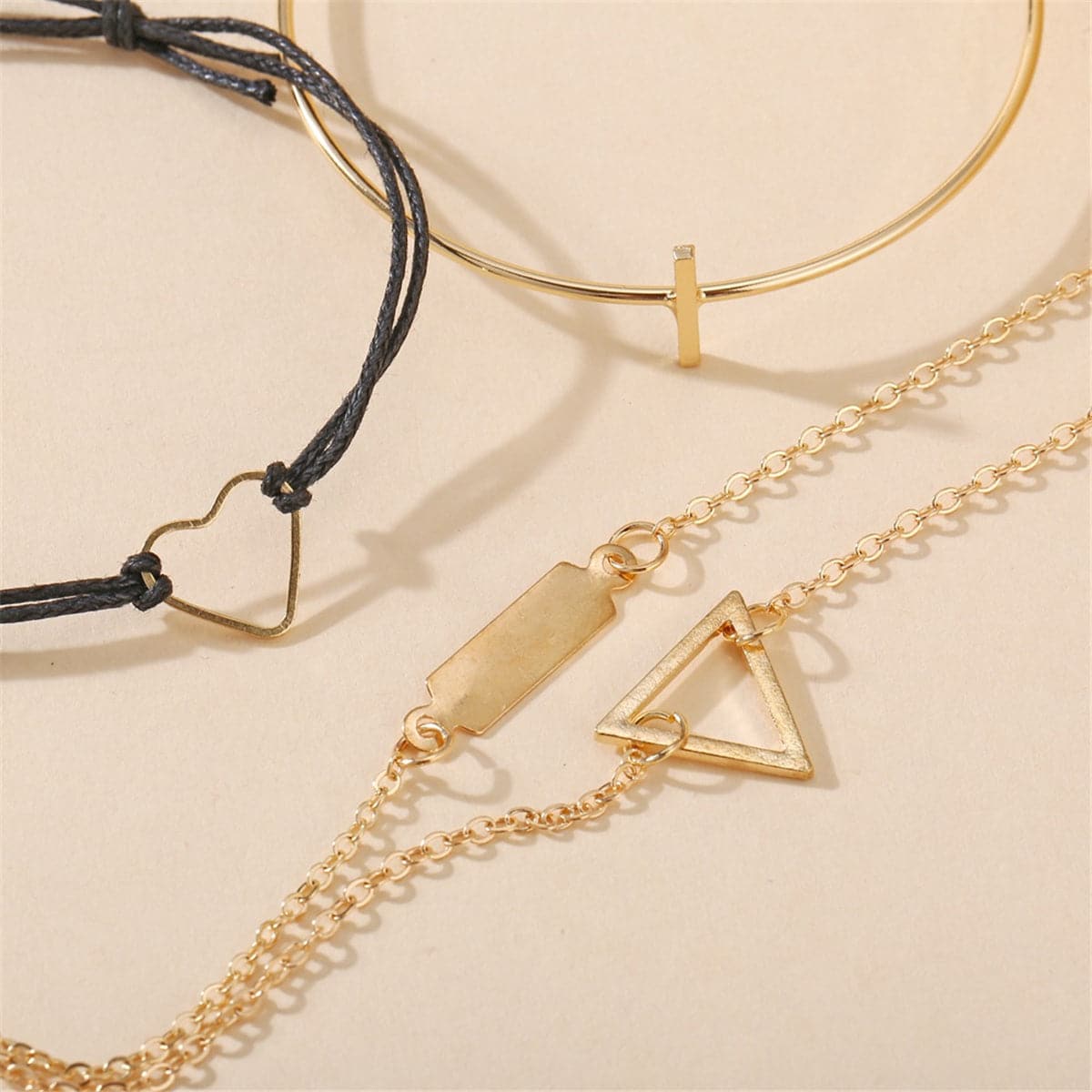 18K Gold-Plated Triangle Bracelet Set