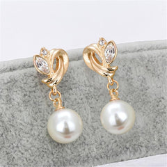 Pearl & Cubic Zirconia 18K Gold-Plated Botany Drop Earrings