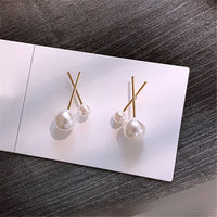 Pearl & 18k Gold-Plated Cross Stud Earrings