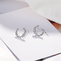 cubic zirconia & Silver-Plated Crescent Stud Earrings - streetregion