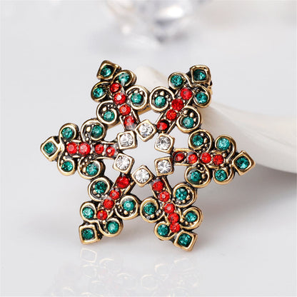 Cubic Zirconia and Openwork Snowflake Brooch, brooch pin, botanical inspired, detail close-up