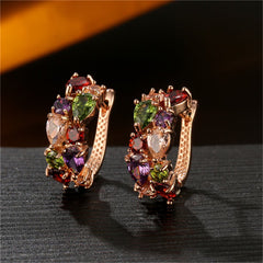 Crystal & 18k Rose Gold-Plated Huggie Earrings - streetregion