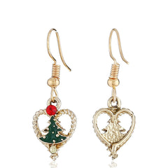 Cubic Zirconia & 18K Gold-Plated Christmas Tree Heart Drop Earrings