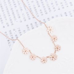 18k Rose Gold-Plated Sunflower Station Necklace - streetregion