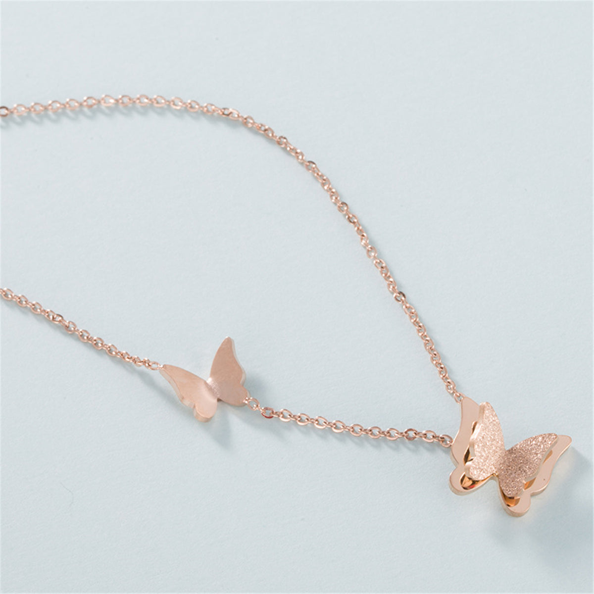 18K Rose Gold-Plated 3-D Butterfly Pendant Necklace