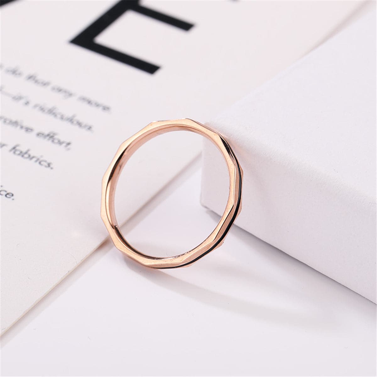 18K Rose Gold-Plated Enamel-Stripe Band Ring, rose gold statement rings for women, everyday style, lifestyle look