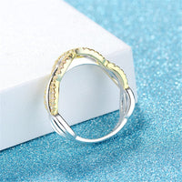 Cubic Zirconia & Two-Tone Crossing Line Band Ring