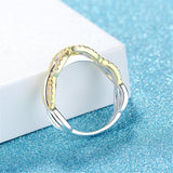 Cubic Zirconia & Two-Tone Crossing Line Band Ring