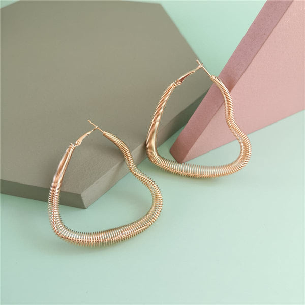Goldtone Spring Open Heart Hoop Earrings