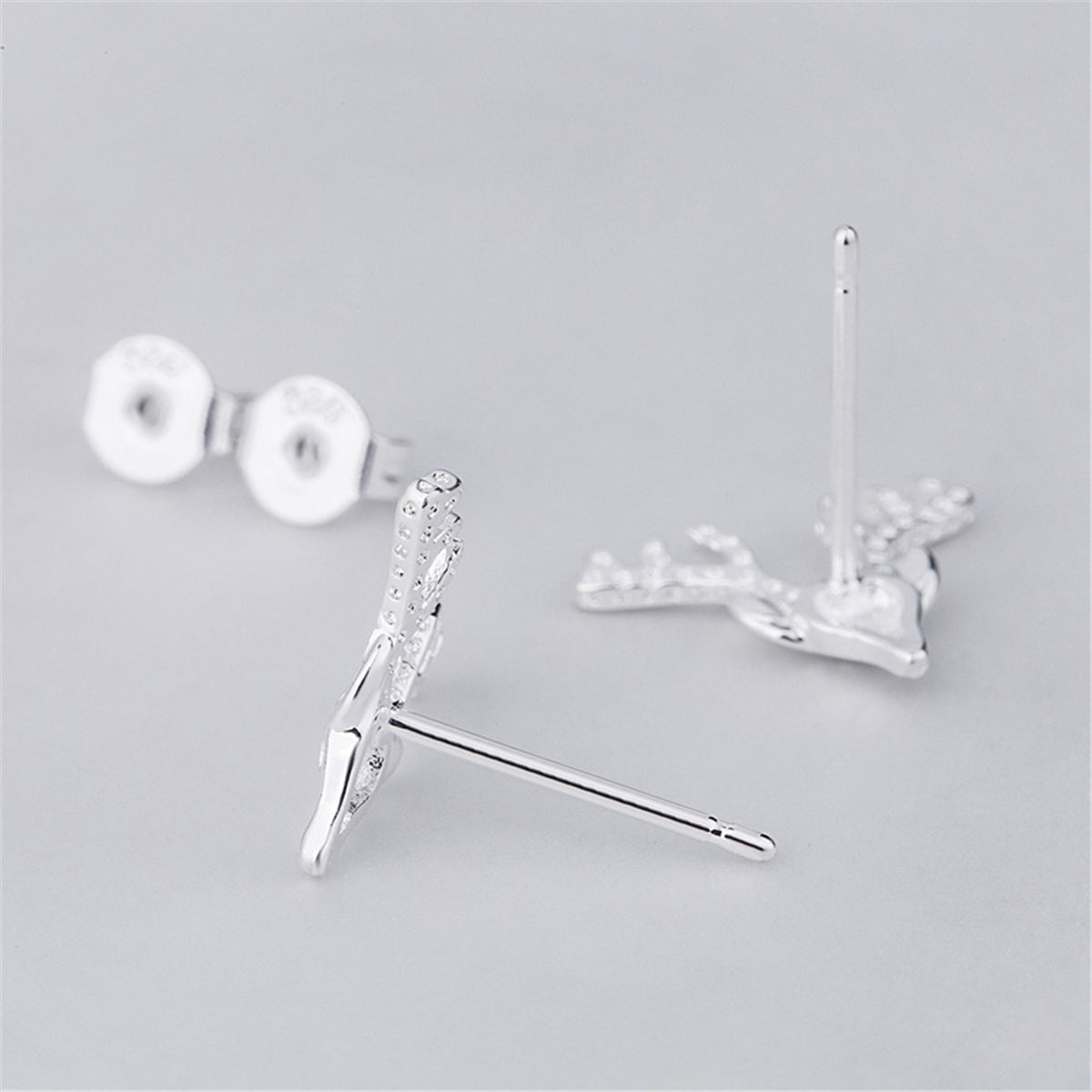 Silver-Plated Deer Stud Earrings