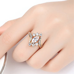 18K Gold-Plated Pear Crystal & Cubic Zirconia Eye Ring