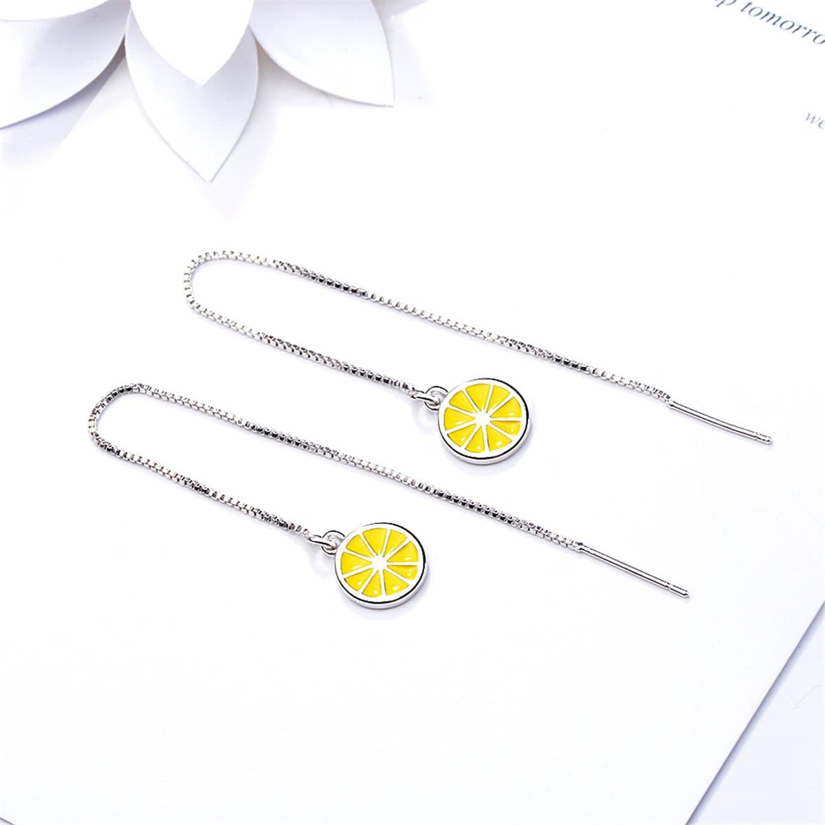 Yellow & Silver-Plated Lemon Threader Earrings