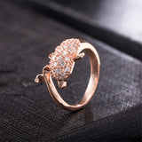 Cubic Zirconia & 18k Rose Gold-Plated Pavé Dolphin Ring
