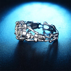 Crystal & Silver-Plated Skeleton Ring