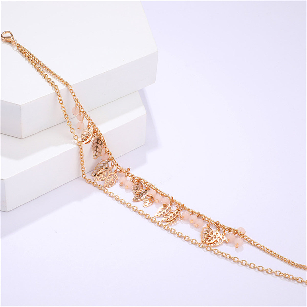 18K Gold-Plated Leaves Layered Anklet