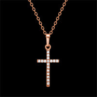 Cubic Zirconia & Rose Goldtone Cross Pendant Necklace